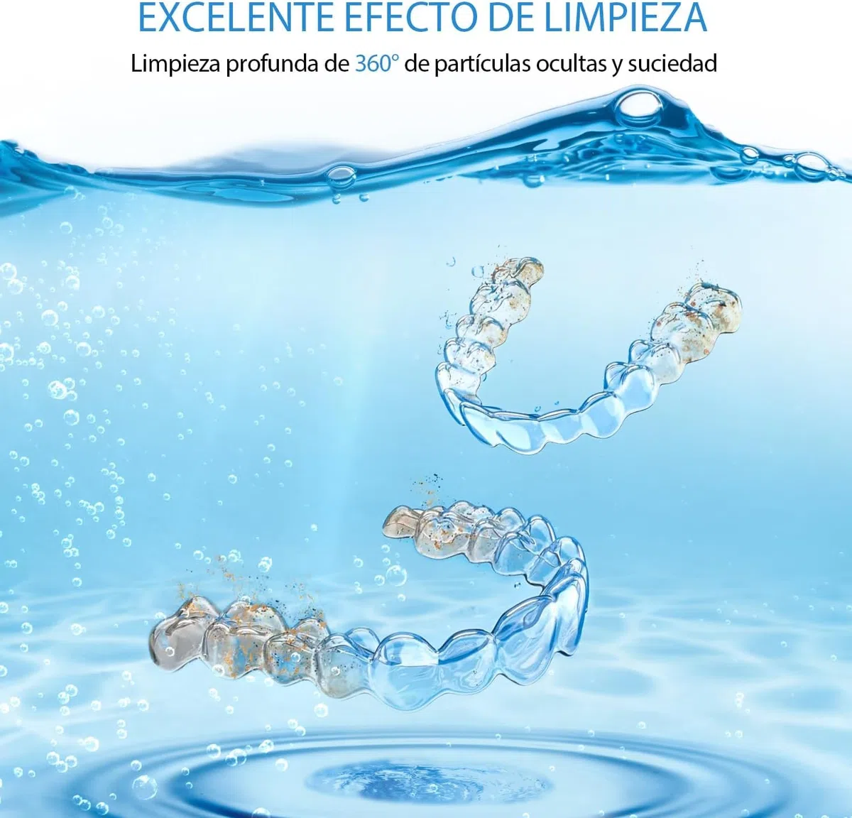 Limpiador Ultrasonidos, 50.000 Hz Limpiador Ferula Dental, 250 ml Ultrasonidos Limpieza, Ultrasonic Cleaner con 6 Lámparas UV para Retenedor, Fundas, Retainer, Dientes Postizos, Plata Joyas