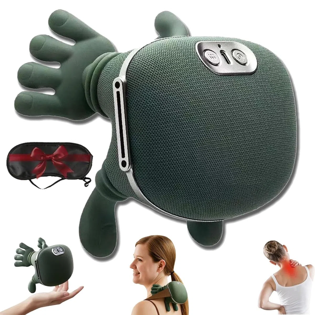 Siaasoo Masajeador de cuello, Masajeador Siaasoo Masajeador para hombros, almohada relajante cervical, masajeador Shiatsu de espalda y cuello, almohada de masaje eléctrica de amasamiento, ajuste de 3
