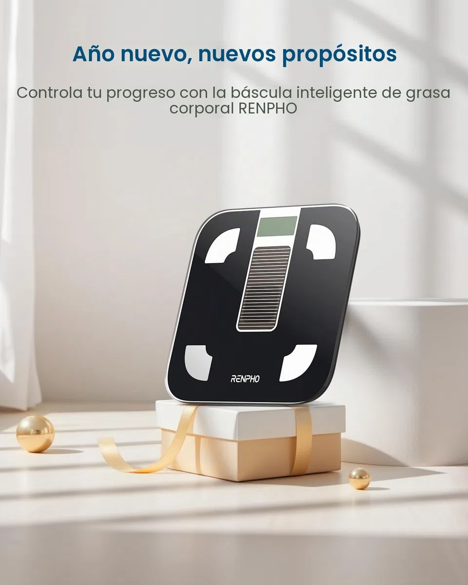 RENPHO Básculas Digitales de Peso Corporal, Básculas de Baño para Pesarse sin Pilas, Báscula Inteligente con Grasa Corporal, Analizador de la Salud para Smartphone, Elis Solar 1