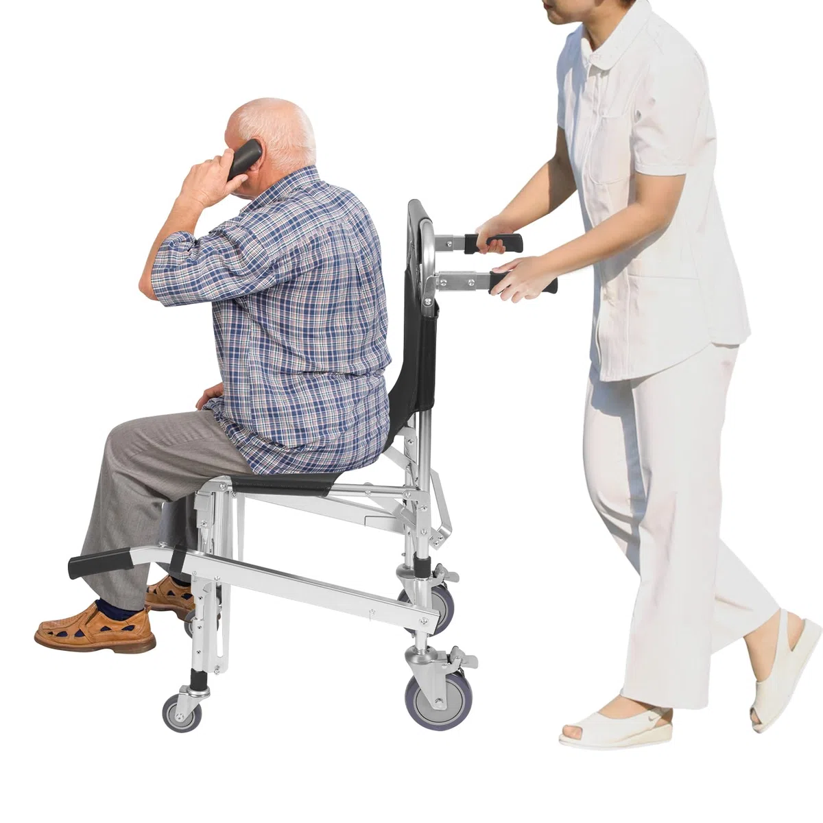 Silla de ruedas plegable para subir escaleras,Silla plegable de escaleras de emergencia,Silla de escalera de transporte plegable,Capacidad de carga máxima: 160 kg, para hogares de ancianos, bomberos