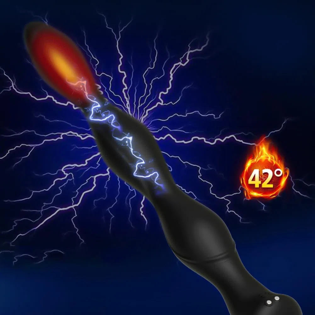 SXOVO Vibrador, Bolas Anales con Descarga Eléctrica y Función de Calentamiento, Vibrador Anal con 10 Modos de Vibración y 5 Intensidades de Descarga Eléctrica, Juguetes Sexuales para Hombre Mujer