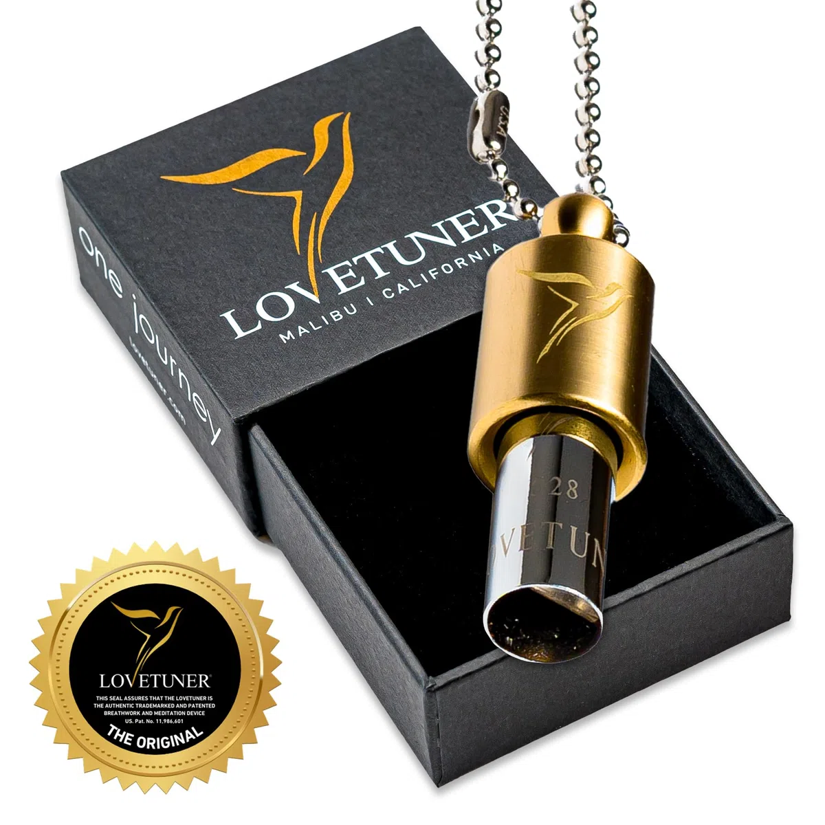 LOVETUNER Collar de afinación de meditación 528 hz Frecuencia del amor | Dispositivo de atención plena para aliviar la ansiedad y el estrés (Cadena de bolas de bronce)