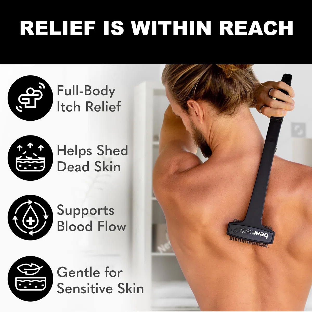 Bearback Rascador de espalda extensible para cuerpo, cabeza, pies y piernas, rascador plegable de alta calidad para hombres y mujeres, mango plegable largo, portátil para viajes, pequeñas empresas
