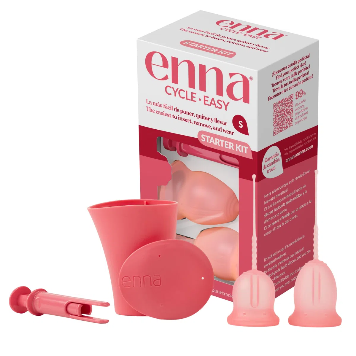 Enna cycle Starter Kit EASY 2 copas menstruales + Aplicador + Caja esterilizadora y transportadora