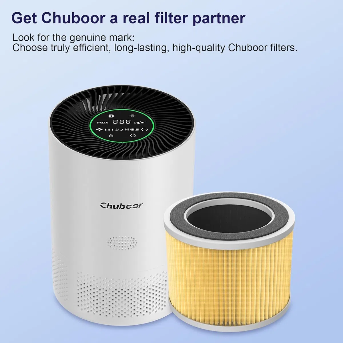 HEPA - Filtro de aire HEPA para purificador de aire Chuboor para alérgicos PJ01 y PJ08, filtro de aire HEPA contra moho, polvo y pelo de animales