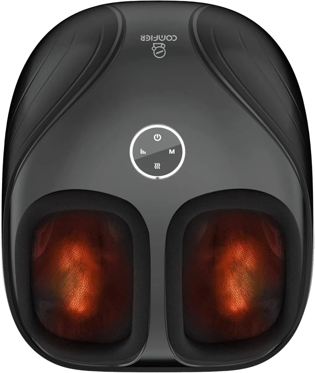 COMFIER masajeador de pies, Shiatsu Masajeador de pies con calor, amasamiento compresión de rodadura para la calentador de pies, regalos para mujer hombre