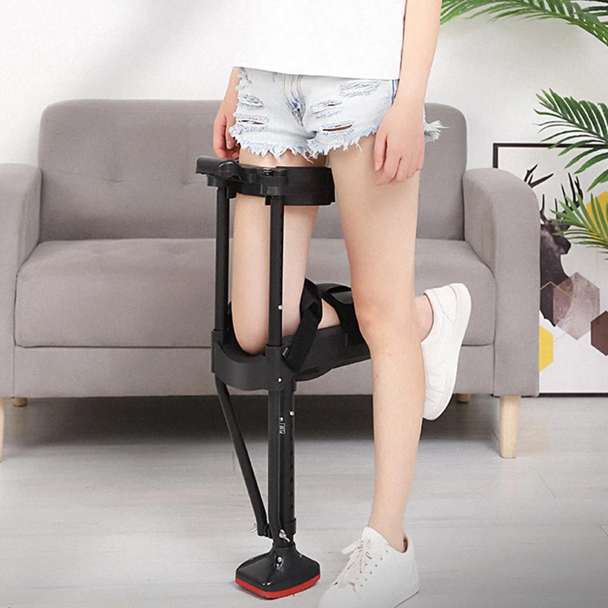 Muleta de rodilla ajustable - Soportes médicos para rodillas sin manos, movilidad sin dolor asistida - Diseño anti-acné para una mayor movilidad.