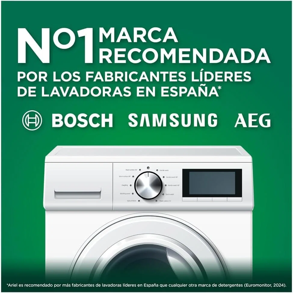 Ariel Poder Quitamanchas Detergente Líquido Pack 4 x 40 Lavados – Limpieza Profunda, Eliminación de Manchas Difíciles y Frescura Duradera