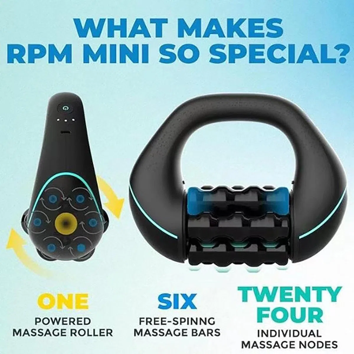 Electric Handheld Rolling Massager,electric Rolling Percussion Massager,marvixor Cellulite Roller,Ergonomic Multiple Handles, 3 Strength Levels, And 24 Massage Buttons(A)