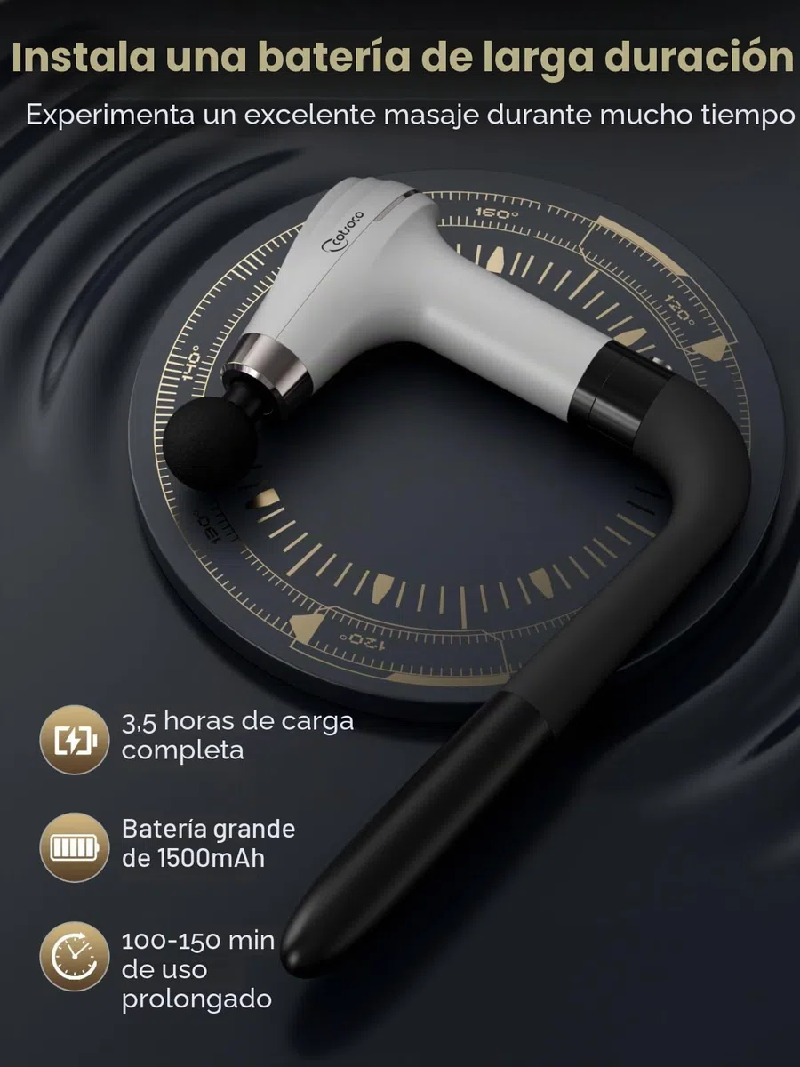 Cotsoco Pistola de Masaje con Mango de Extensión Mejorado - Masajeador de Percusión Profunda para la Espalda con 4 Cabezales de Masaje y 6 Niveles de Velocidad, Regalo para Él y Ella