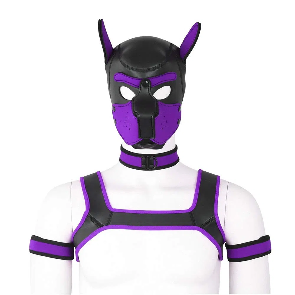 Cachorro Jugar Perro Bondage Capucha Máscara Cuello Brazalete Cosplay Fantasía Arnés Bondage Conjunto Sexy Juegos for Adultos Esclavo Cachorro Juego de Roles Parejas