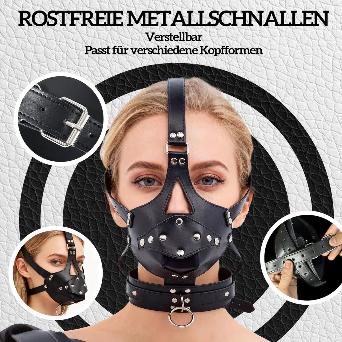 MáScara BDSM SM Para La Cabeza Con Mordaza MáScara De Bondage Cuero Ajustable Fetiche Esclavo Fetichista EróTico Bozal ImitacióN Plug Pene Desmontable Sexual Parejas