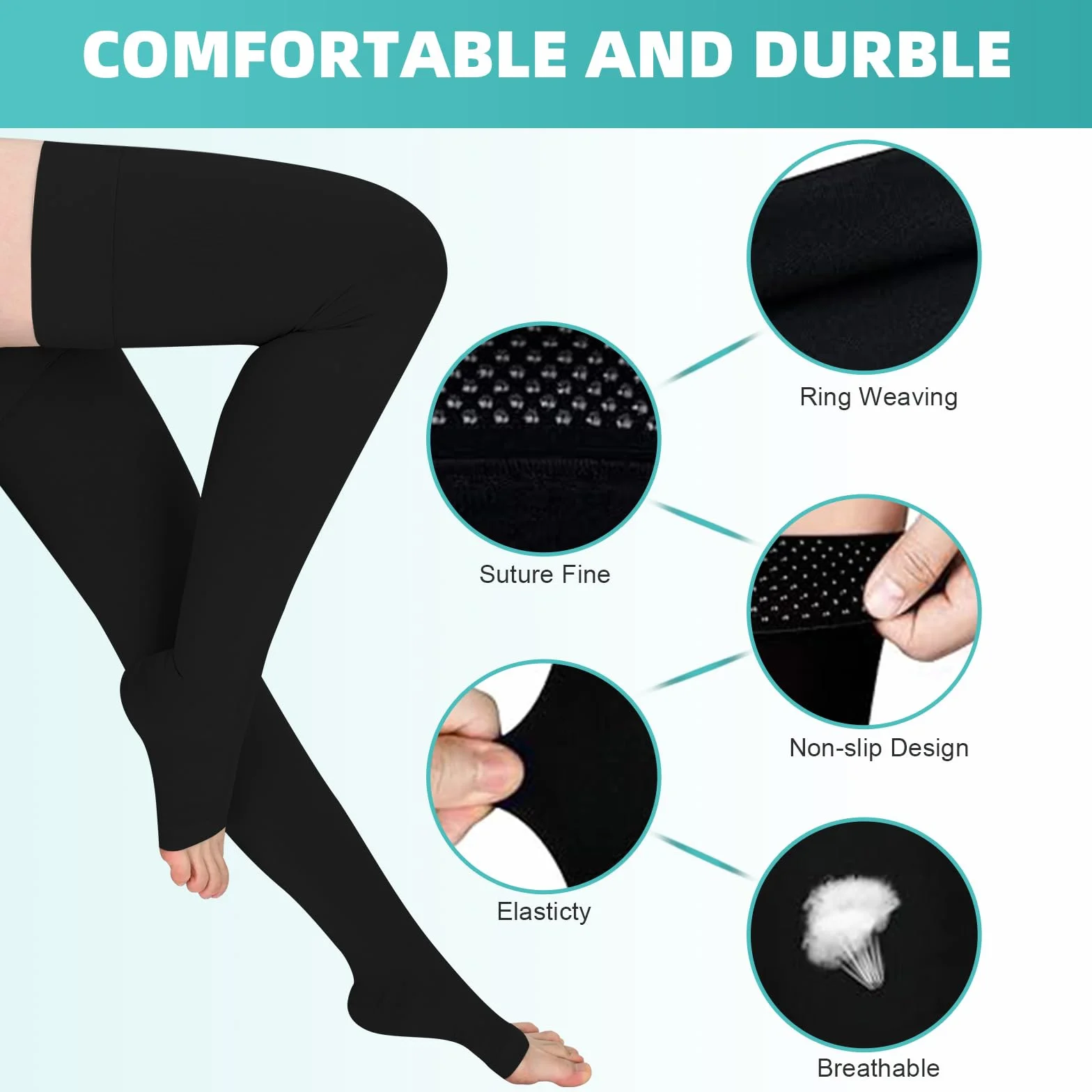 2 pares de medias de compresión médicas para hombre y mujer, 20 – 30 mmHg, clase II muslo largas medias de compresión para viajes en avión Soporte graduado para venas varicosas