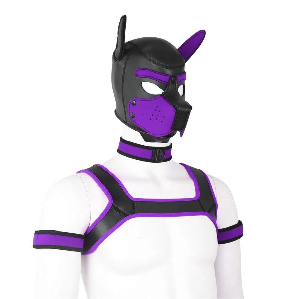 Cachorro Jugar Perro Bondage Capucha Máscara Cuello Brazalete Cosplay Fantasía Arnés Bondage Conjunto Sexy Juegos for Adultos Esclavo Cachorro Juego de Roles Parejas