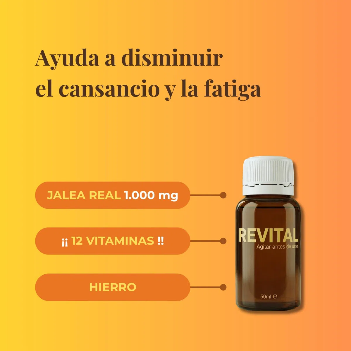 Revital Vitaminado 20 Viales - Pack de 2 Unidades - Contribuye al Funcionamiento Normal del Sistema Inmunitario - Fórmula con 1.000 mg de Jalea Real, Vitaminas y Hierro