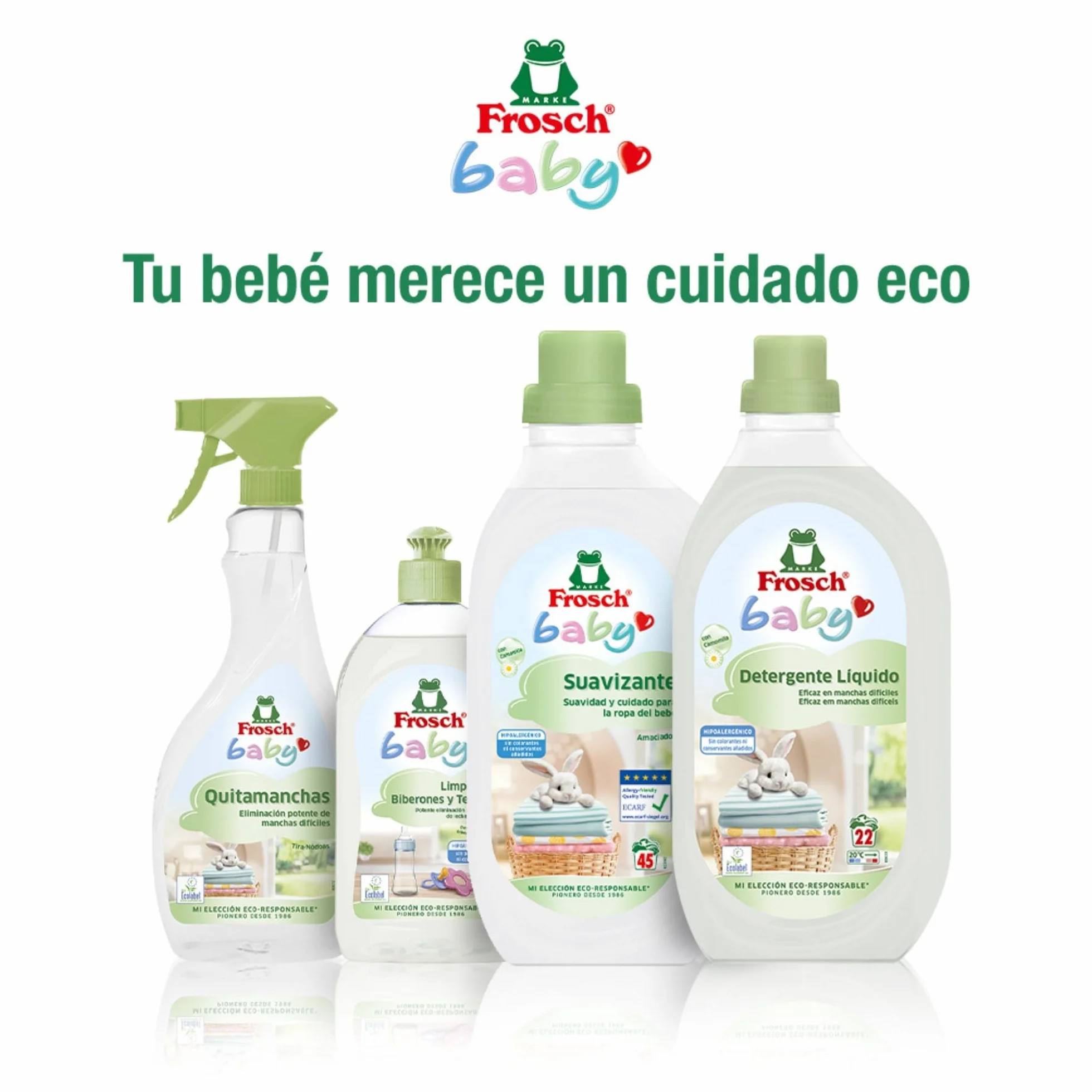 Frosch Baby - Suavizante Concentrado Liquido para Lavadora para Ropa de Bebé, Apto para Pieles Sensibles, Producto Ecológico y Hipoalergénico - Pack 8 x 900 ml