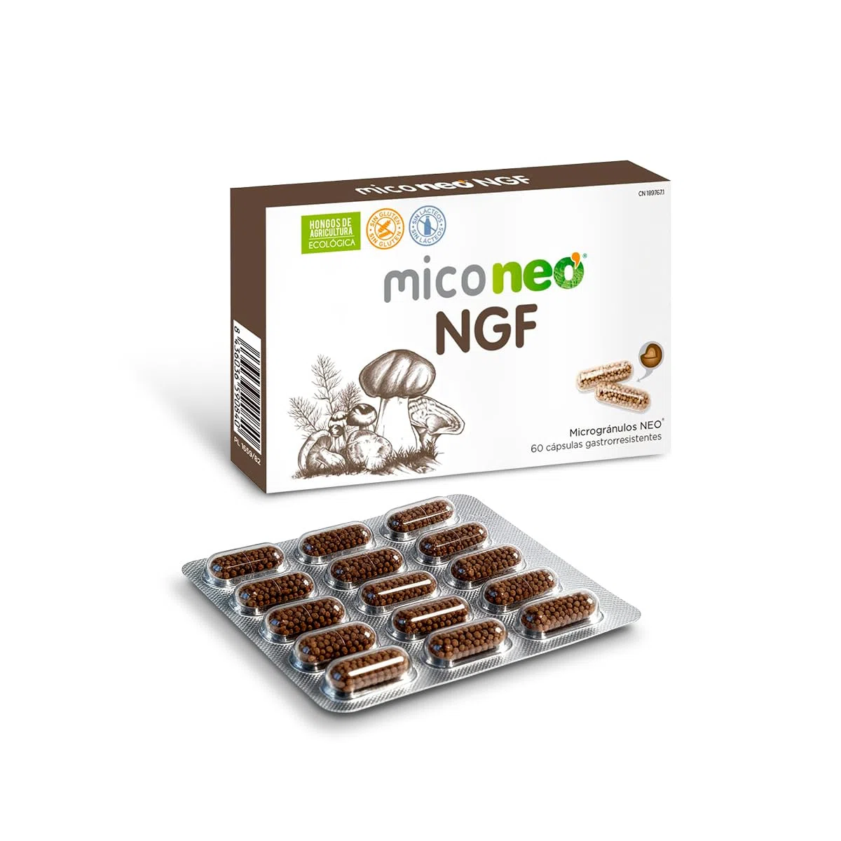 MICO NEO | NGF | 60 Cápsulas | Favorece el Rendimiento Cognitivo | Con Bacopa, Melena de león, Reishi, Cordyceps y Camu-Camu | Hongos de Agricultura Ecológica