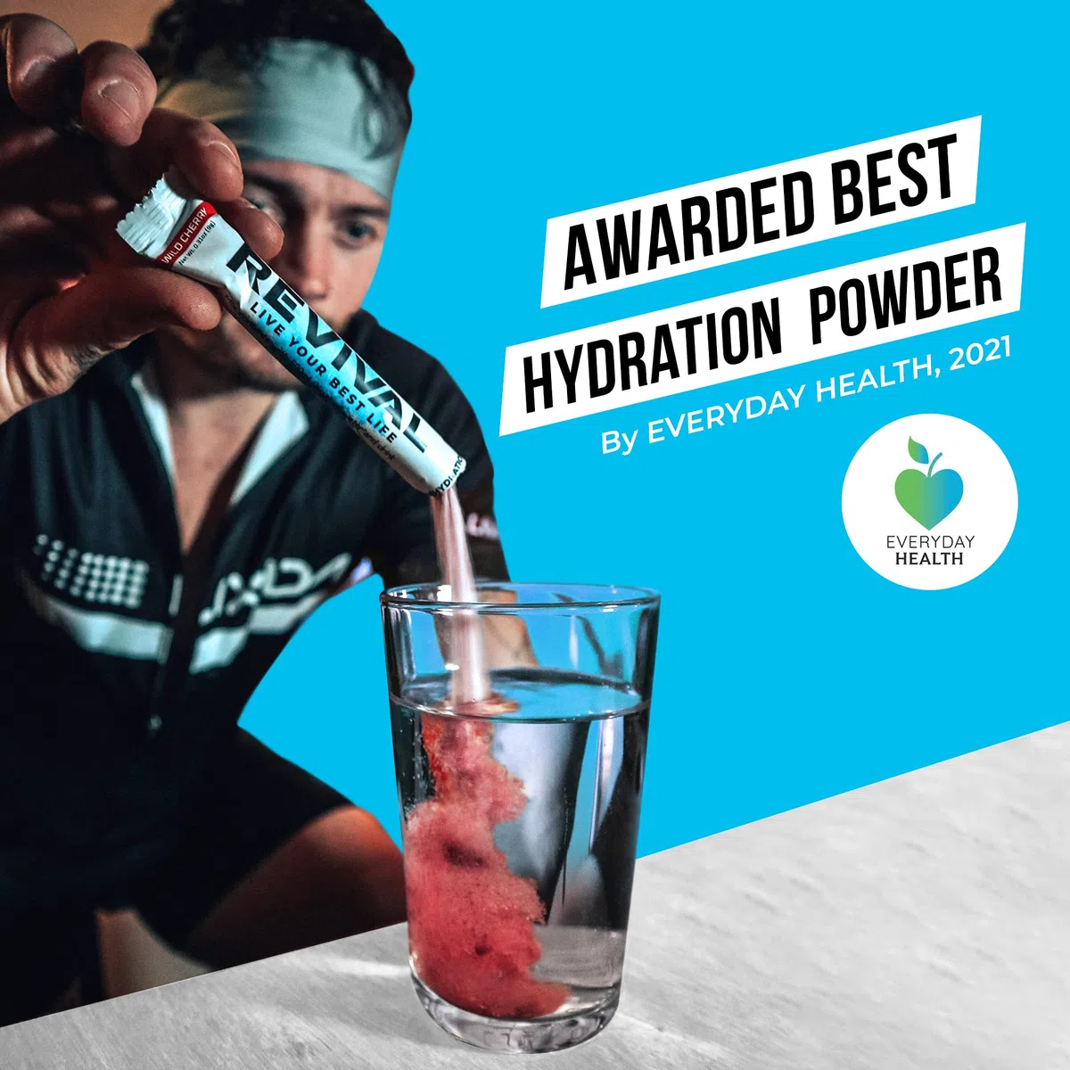 Revival Rapid Rehydration Starter Pack - Botella de Agua de Acero de 500 ml con 1 x 6 Paquetes de Sobres de Polvo de Electrolitos - Frutas de Verano