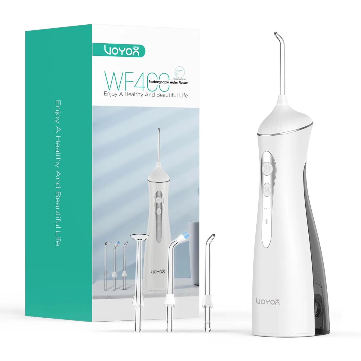 Irrigador Dental, Irrigador Bucal Portatil con Múltiples Modos, IPX7 Impermeable, Recargable por USB, Limpieza de Dientes para Viajes y Hogar Inalámbrico WF400 (Negro)