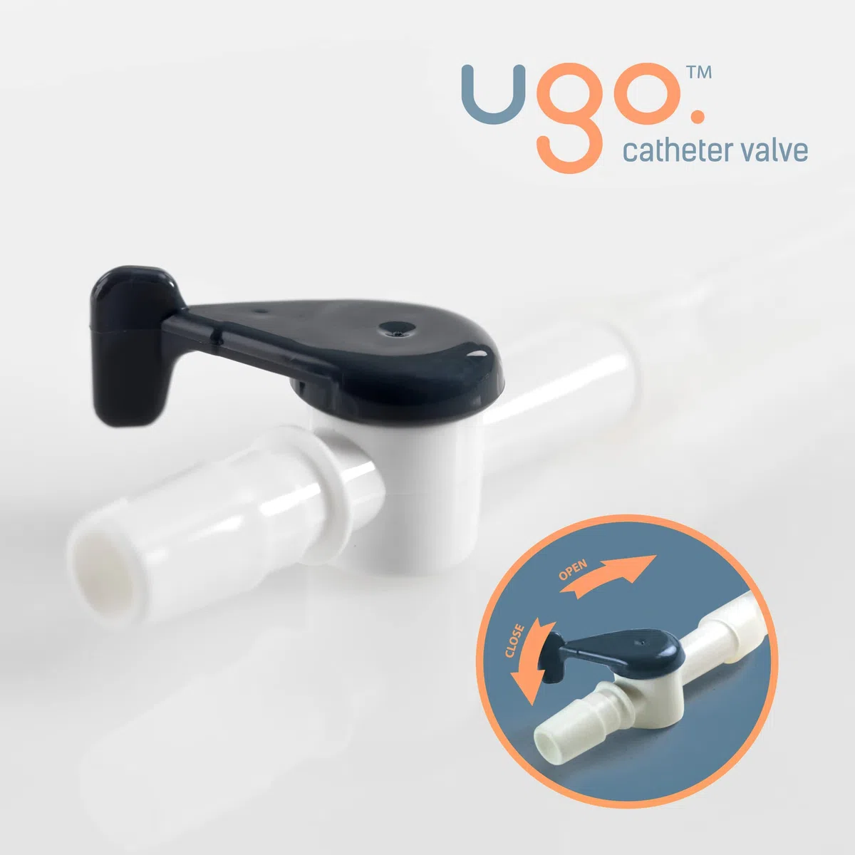 Válvula de catéter Ugo (x5) - Válvulas de catéter de drenaje de orina, cómodo y fácil de usar. Grifo de palanca sin bordes afilados y tubo de silicona suave (Paquete de 5)