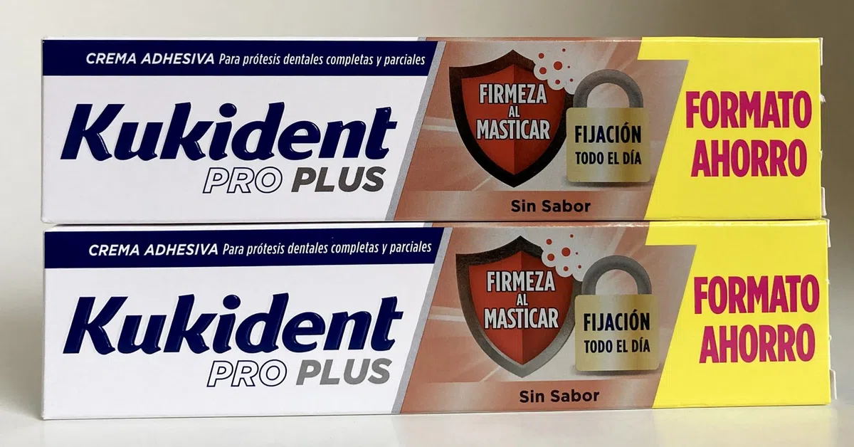 Crema Adhesiva Doble Acción de Kukident compatible |Para Dentaduras Postizas| 60gr,-Pack 2Un.