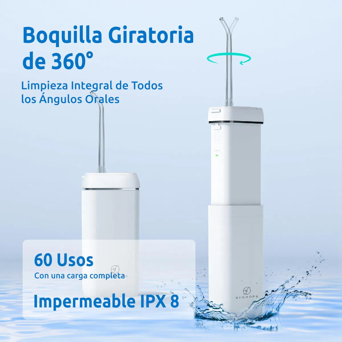 Irrigador Dental Portátil Mini/Irrigador Bucal con Tanque Telescópico, 3 modos y IPX8 impermeable,el hogar y para Viajes y Uso Diario, Fácil de Llevar Flosser de agua Oral Irrigator