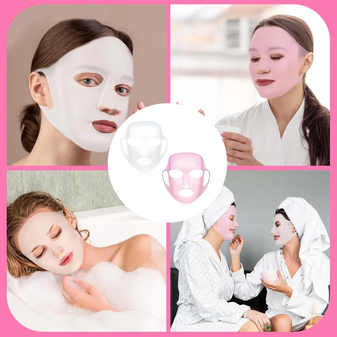 Mascarilla facial que evita la evaporación, mascarilla facial reutilizable, soporte de mascarilla facial de silicona, 2 piezas