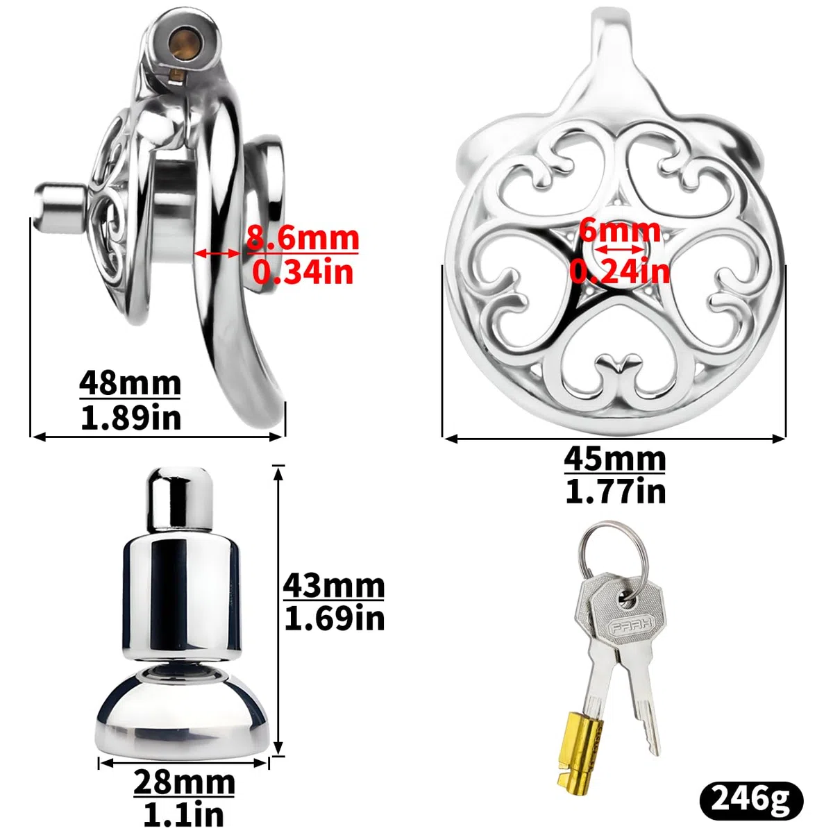 Chastity Cage Jaula De Castidad Para Pene Jaula De Metal Para El Pene Juguetes Eróticos Para Adultos (50MM)