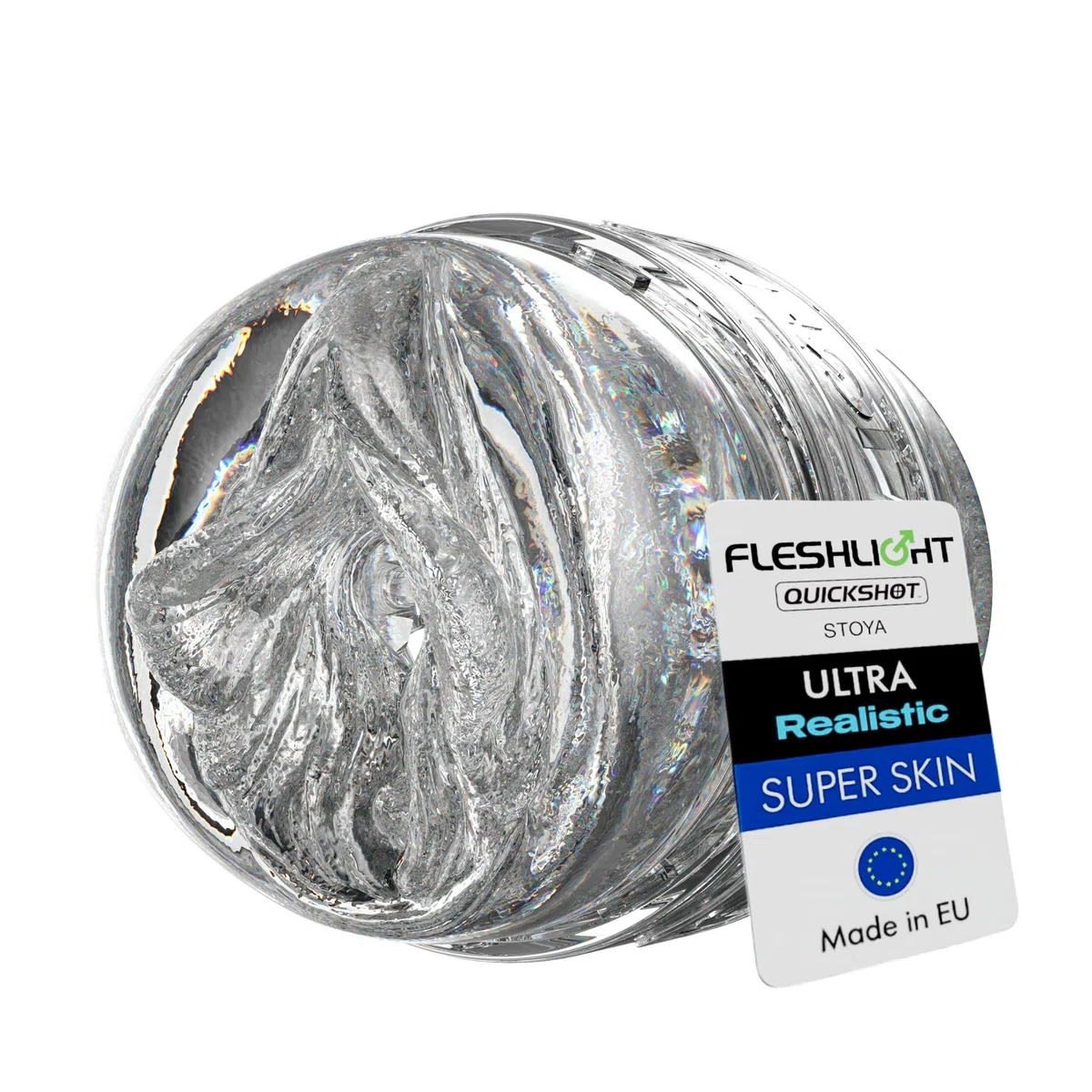 Fleshlight - Stoya Quickshot - Masturbador Masculino Real - Textura Superskin - Diseño Compacto y Transparente - con 2 Orificios de Entrada - Placer Extremo - Fácil de Limpiar