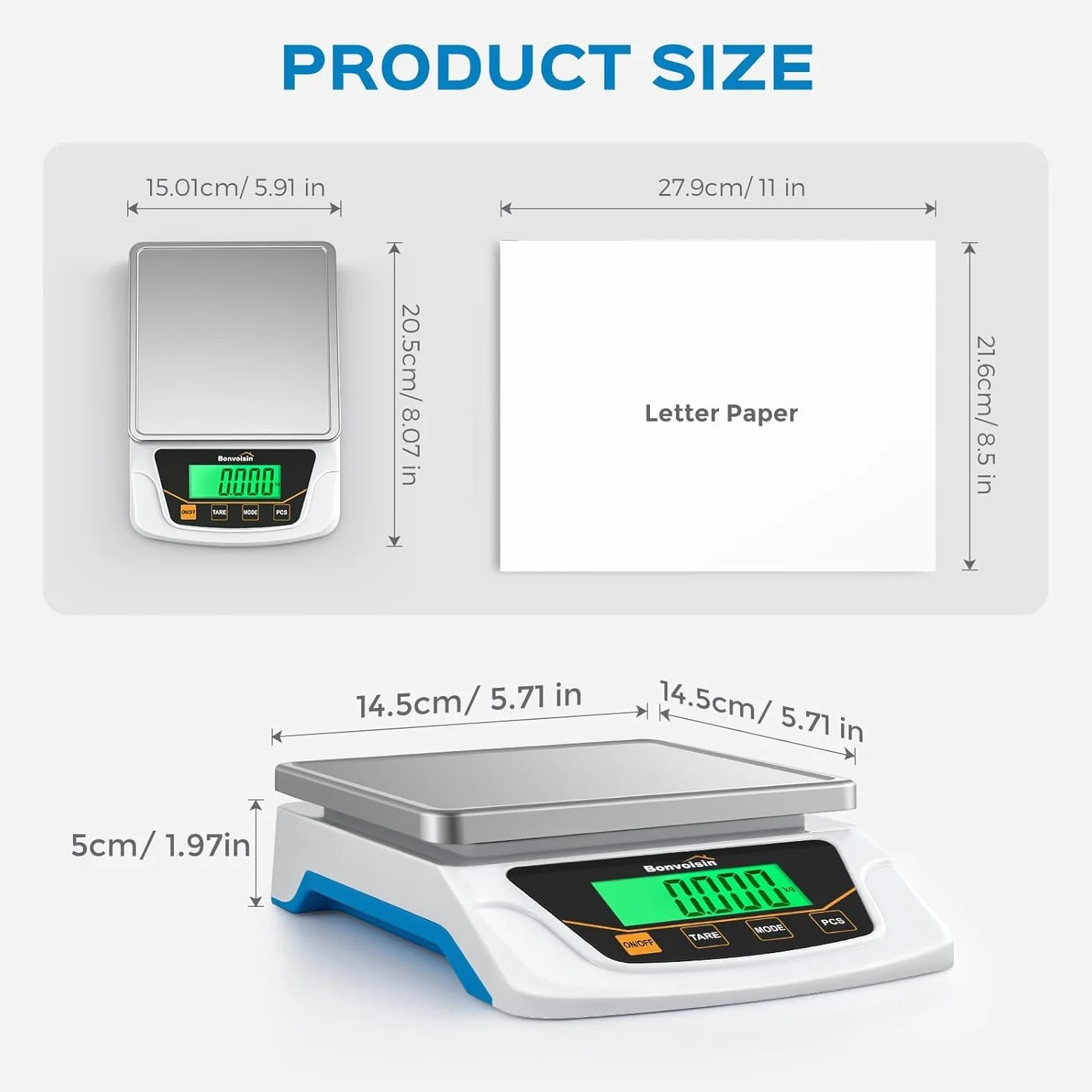 Bonvoisin Báscula de Precisión 6000g x 0.1g, Báscula Digital de Laboratorio con 6 Unidades, Conteo & Tara, Plato de Acero Inoxidable, Doble Alimentación & Autoapagado, para Lab, Joyería, Educación