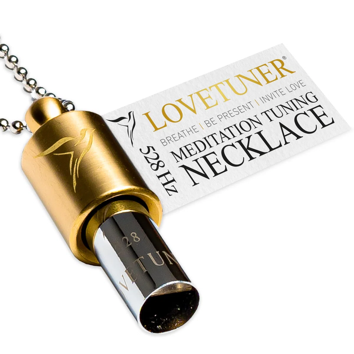 LOVETUNER Collar de afinación de meditación 528 hz Frecuencia del amor | Dispositivo de atención plena para aliviar la ansiedad y el estrés (Cadena de bolas de bronce)