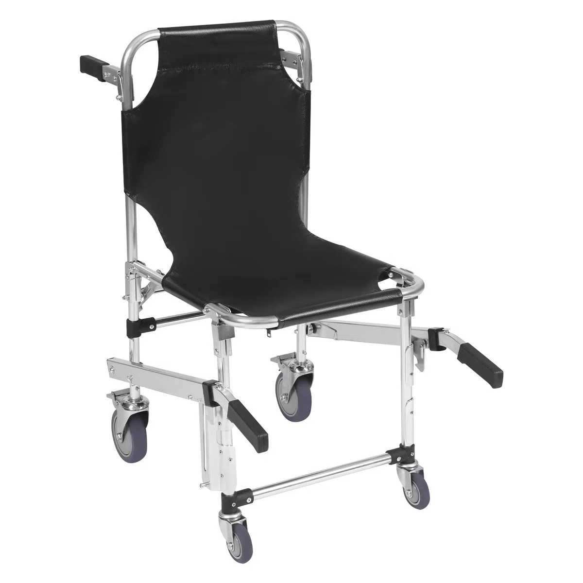 Silla de escalera plegable para personas mayores, soporta hasta 160 kg, silla de evacuación para escaleras con cinturones de seguridad, silla de ruedas de emergencia (negro)