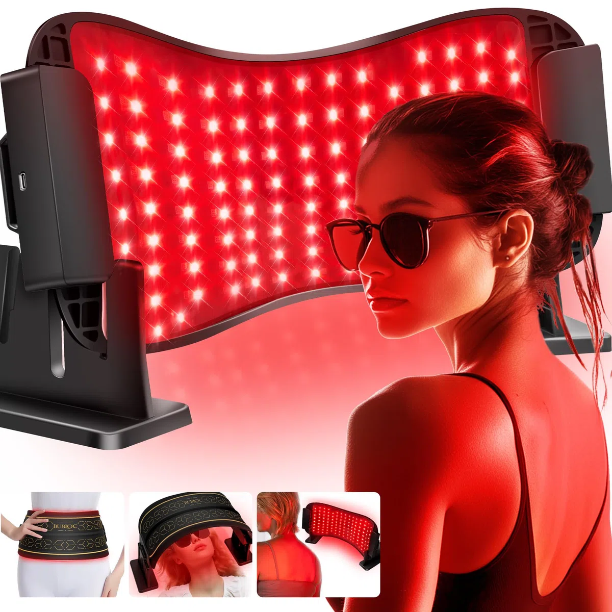 Terapia de luz roja infrarroja multifunción para cuerpo y cara, terapia de luz roja 850 de infrarrojo cercano, inalámbrica, cintura, piernas y otras partes, ajustable en tres niveles de 10-30 minutos