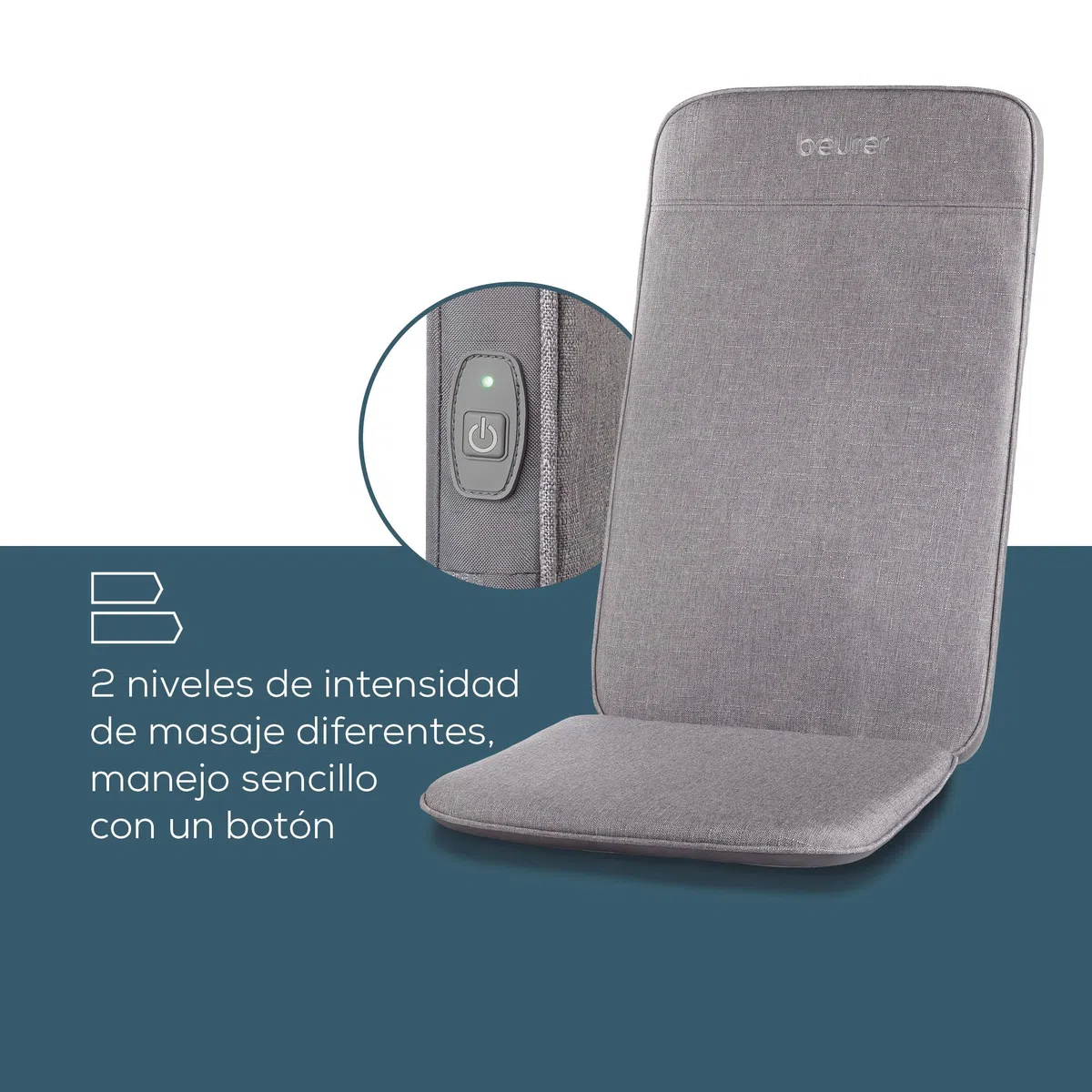 Beurer MG 202 Funda de asiento para masaje Shiatsu, masaje Shiatsu para el hogar y la oficina, 2 niveles de intensidad, carcasa de respaldo estrecha, adecuada para sillones, sofás y sillas de oficina