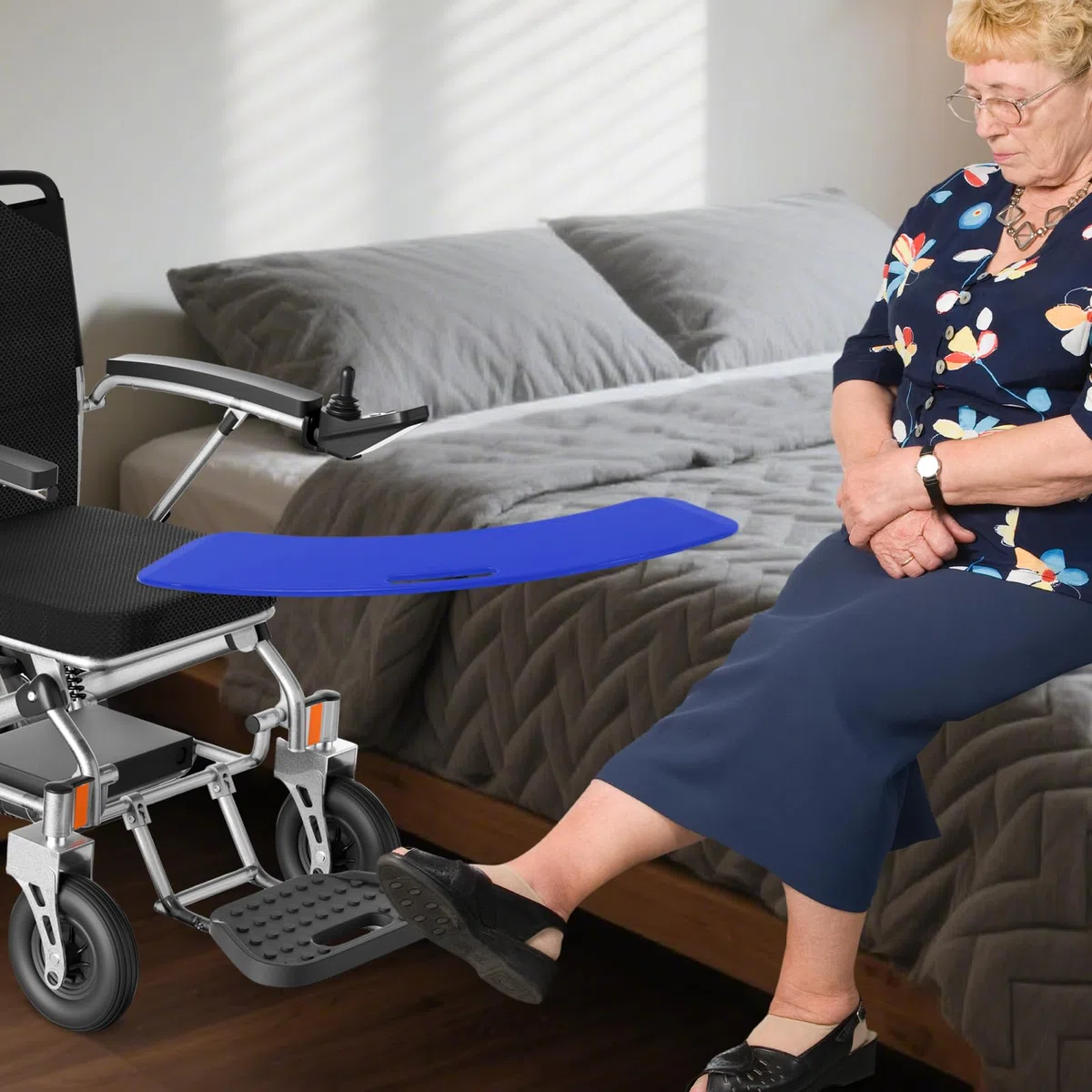Tabla de transferencia para pacientes, antideslizante con asa para usuarios de sillas de ruedas, ayuda para transferir hasta 150 kg silla de ruedas a la cama, baño, coche, para pacientes