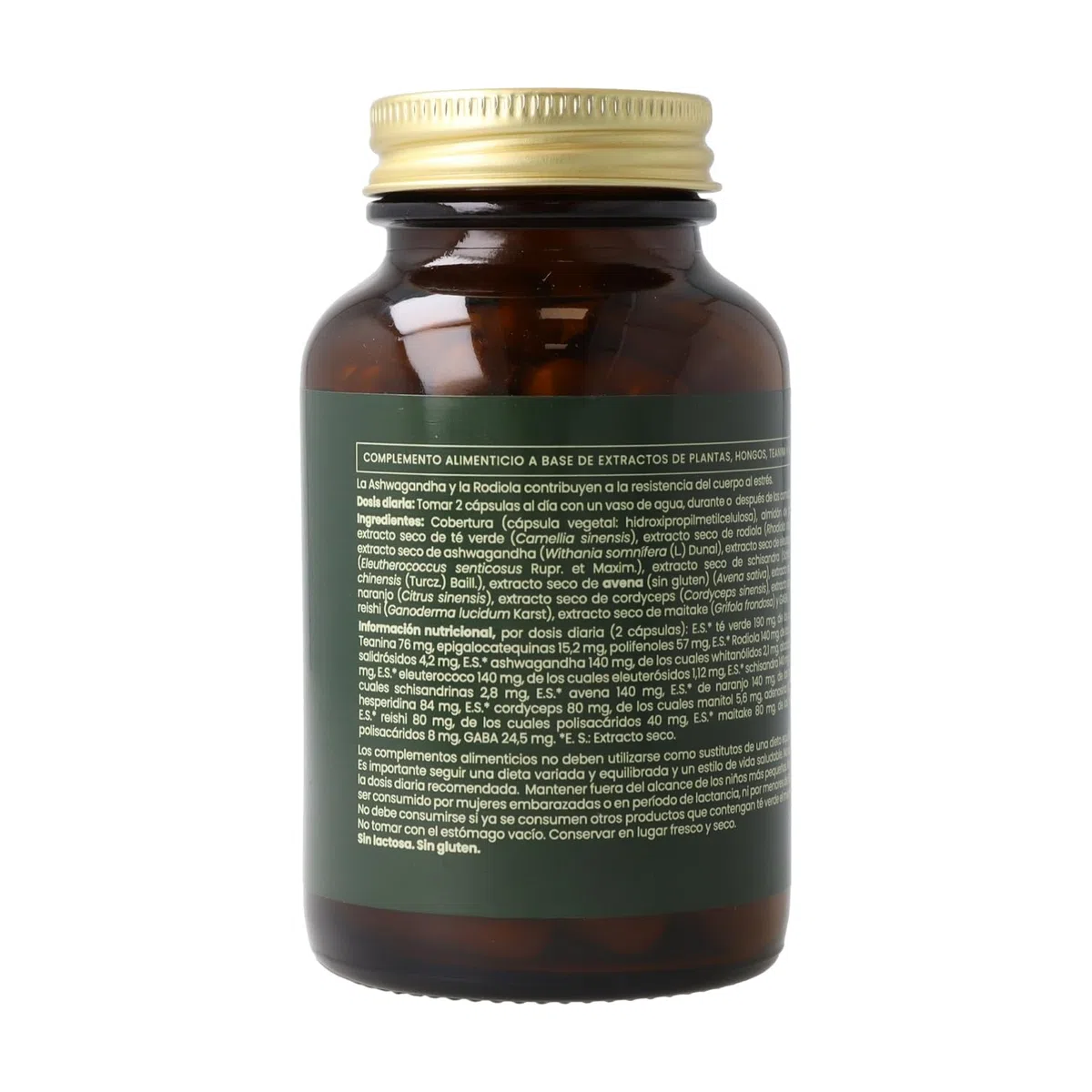 Stress - Ashwagandha, Rodiola, GABA y Hongos Medicinales | 60 cápsulas | Naturitas Essentials | Ashwagandha + Rodiola + GABA | Fórmula adaptógena anti-estrés | Fitoterapia