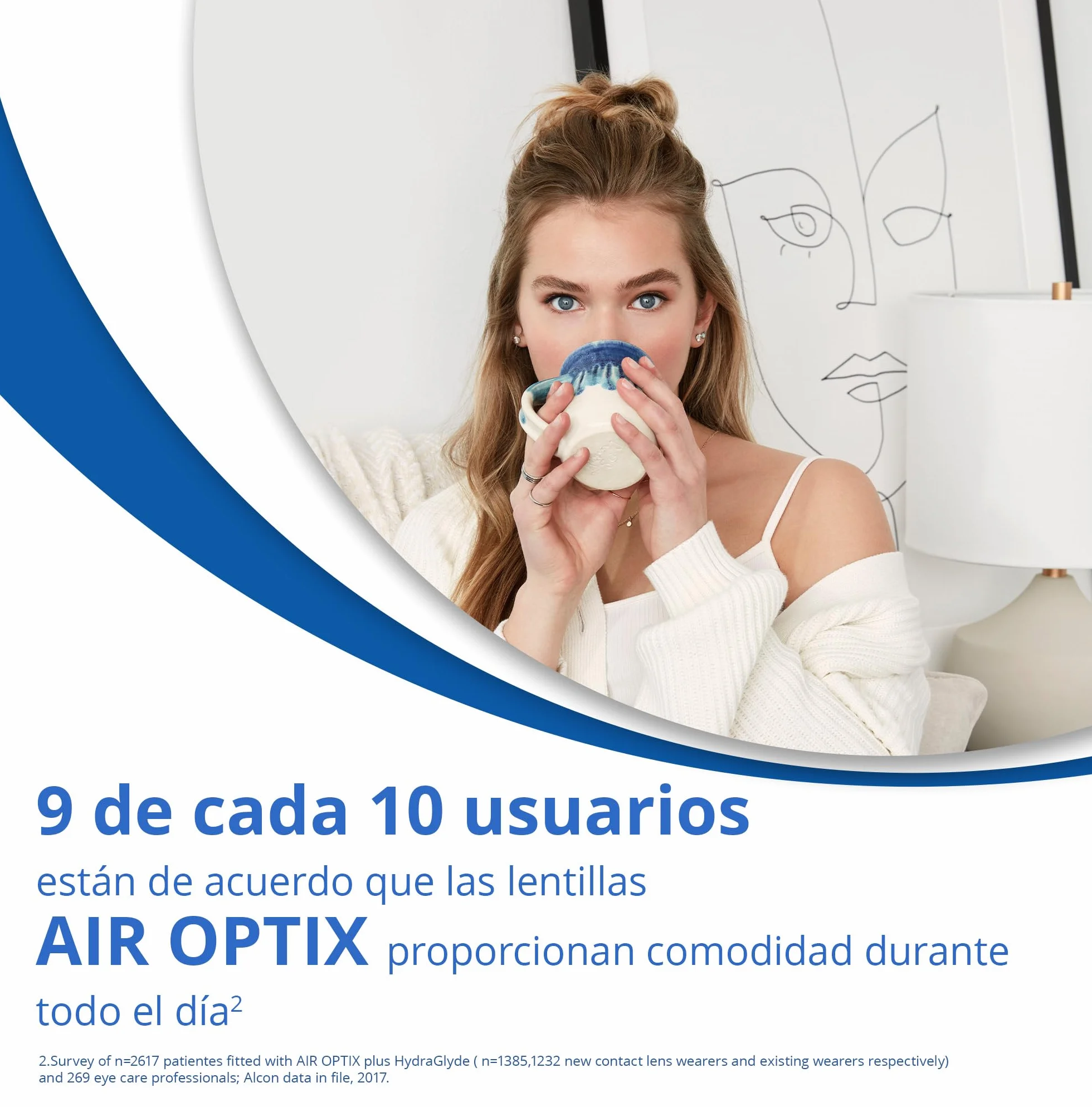 Air Optix plus HydraGlyde Lentes de contacto de reemplazo mensual, Pack de 6, R 8.6 mm, D 14.2 mm, +4.25 Diopt