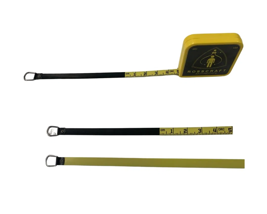 Kit Antropometrico Basico AnthroFlex con Plicometro Slim Guide, Cinta Metrica Antropometrica Lufkin W606PM, Manual con Tablas para Medir y Calcular Grasa Corporal, Alta Precision (Negro)