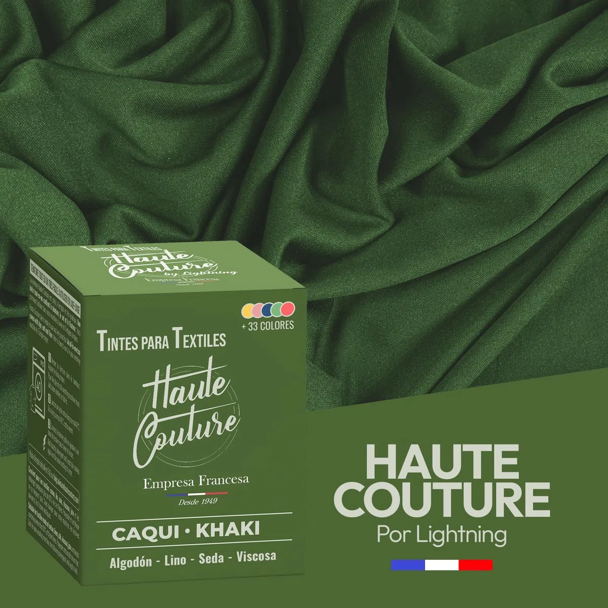 Haute Couture - Tinte para Ropa y Textil Caqui - 3x350g - Tinte Textil Todo en uno - Listo Para Teñir Ropa y Tejidos