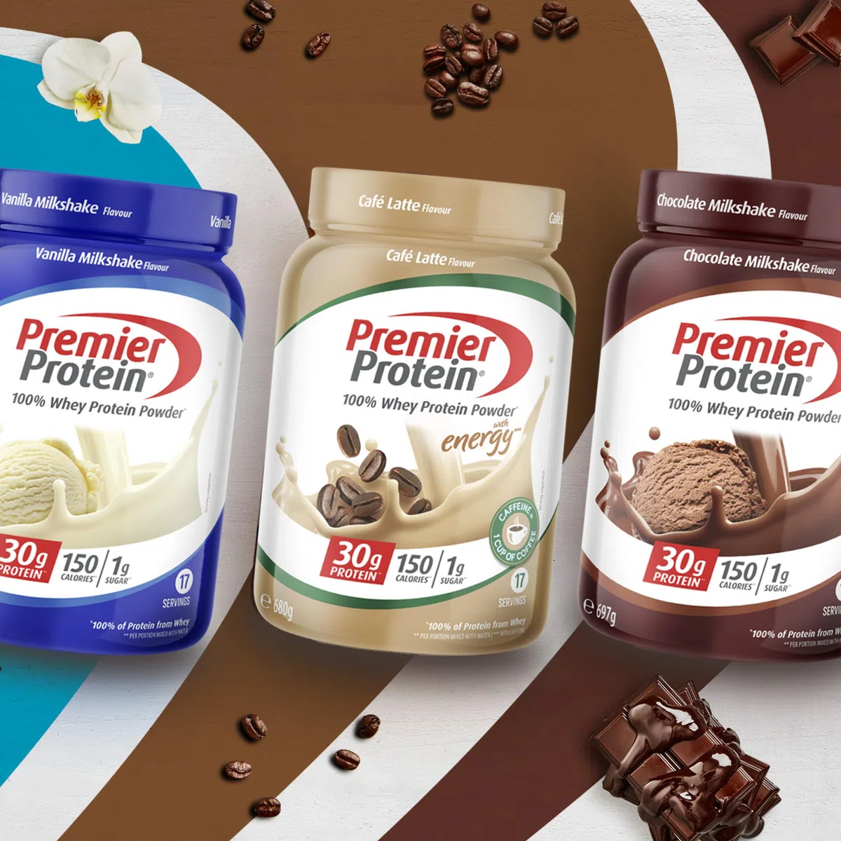 Premier Protein - Whey 100% Protein Powder - Café Latte - 680g