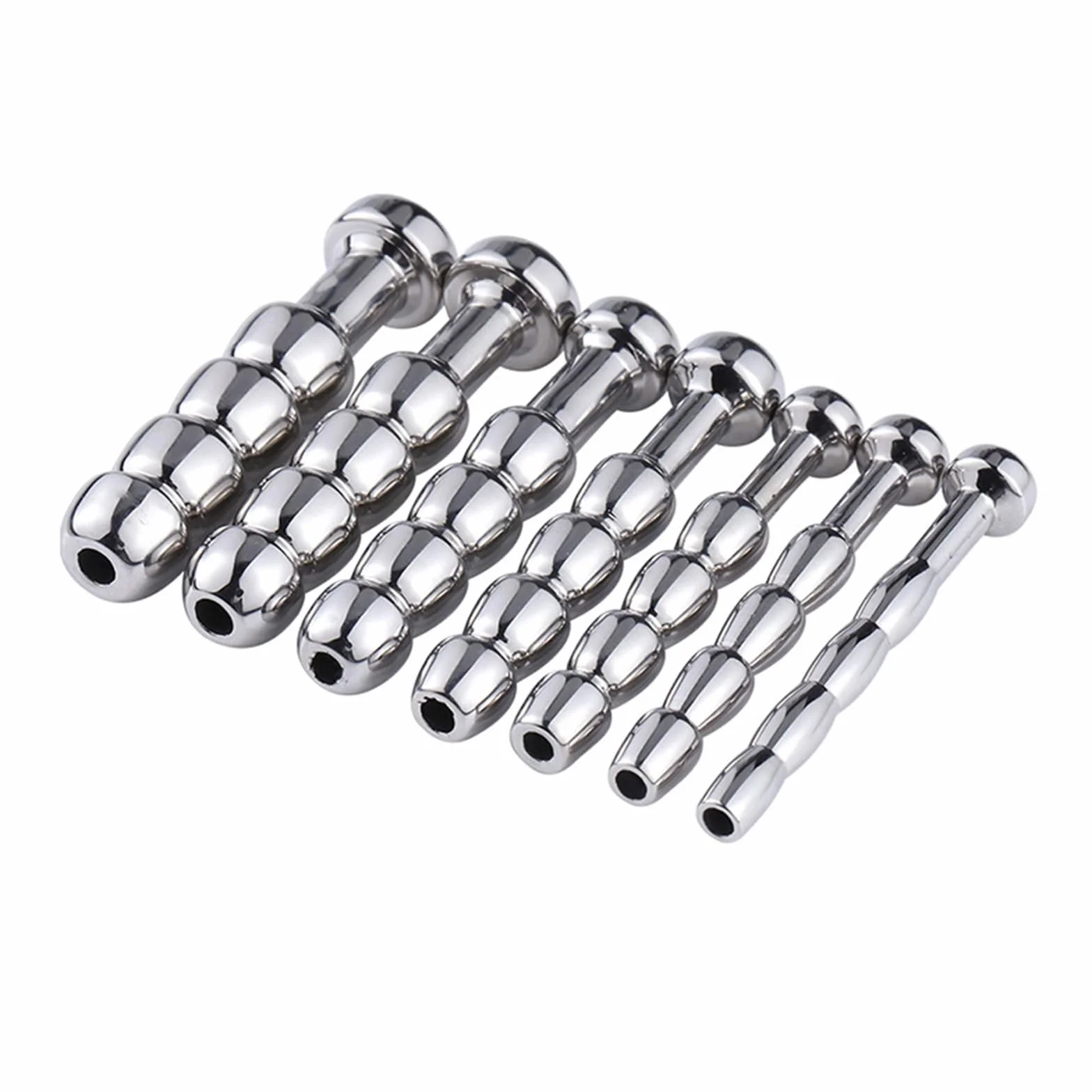 Barras de metal para hombre, diseño de esqueleto, juguetes de dilatación, tubos uretrales de acero inoxidable, varios tamaños F04 (juego de 7)