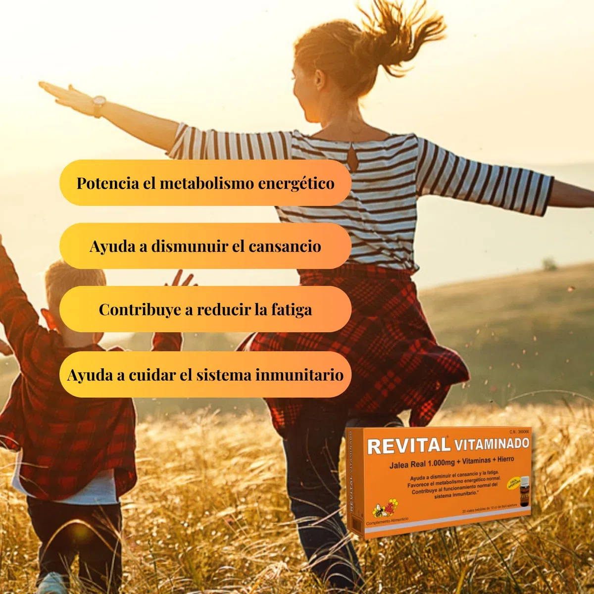Revital Vitaminado 20 Viales - Pack de 2 Unidades - Contribuye al Funcionamiento Normal del Sistema Inmunitario - Fórmula con 1.000 mg de Jalea Real, Vitaminas y Hierro