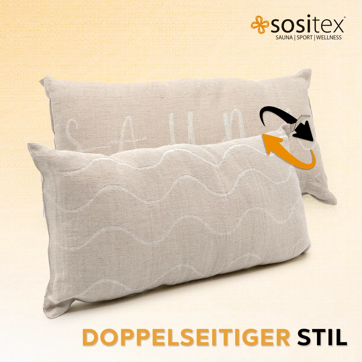 1 cojín premium para sauna y viaje | Diseño: BANGA | Dimensiones: 45 x 22 cm, 100% lino hamaca, playa o picnic (natural/blanco)
