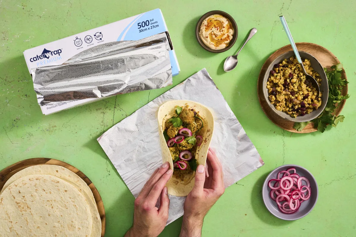 Caterwrap - Hojas de aluminio para catering, hojas de papel de aluminio fáciles de envolver, 500 hojas