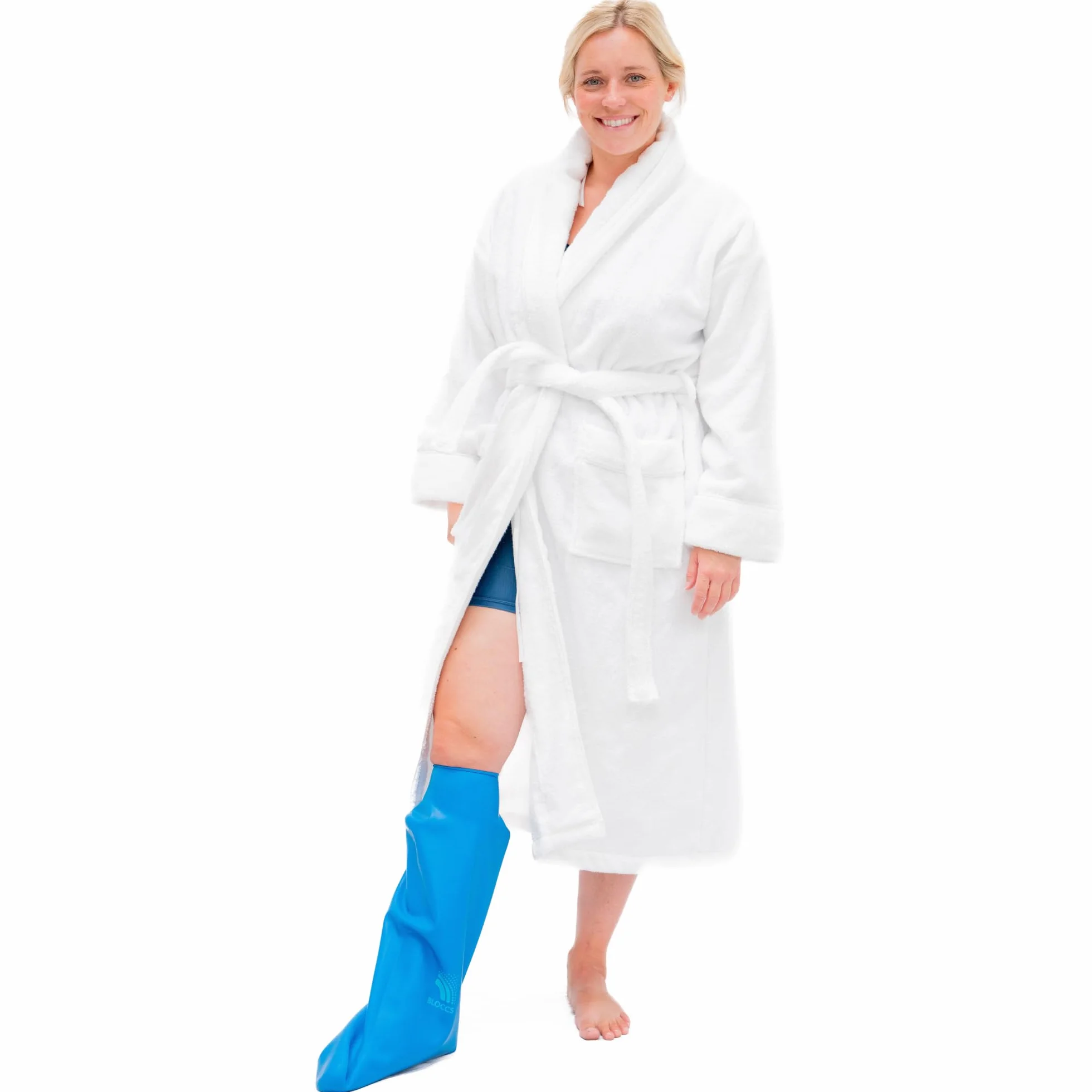 Bloccs Funda impermeable para pierna escayolada, natación, ducha y baño. Protector estanco - #ASL74 - pierna corta para Unisex Adulto Azul