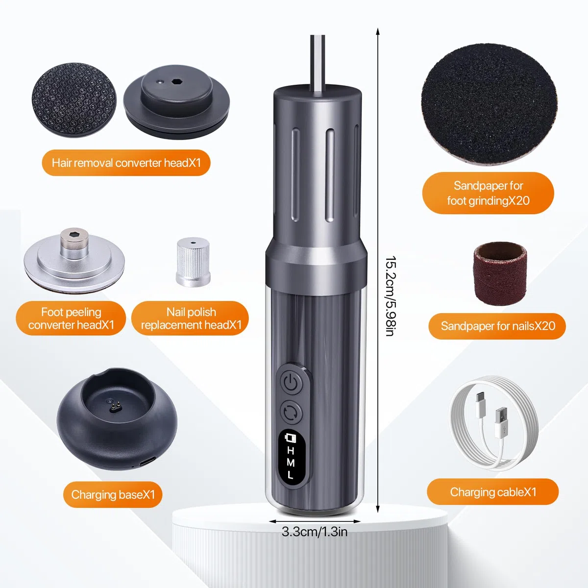 RoserRose Eliminador de callos eléctrico 3 en 1 2025 con indicador LED, eliminador de callos con 6 dispositivos para el cuidado de los pies, 3 cabezales intercambiables, juego profesional ideal para