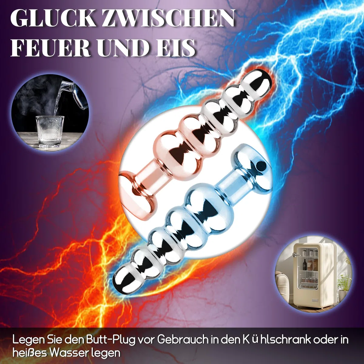 AMAZBEE Plugs Anales Vibradores Para Hombres 10 Modos de Vibración Juguetes Sexuales para Mujeres Masajeador de Próstata Vibrador metal Cadena Anal Consolador (5 Beads)