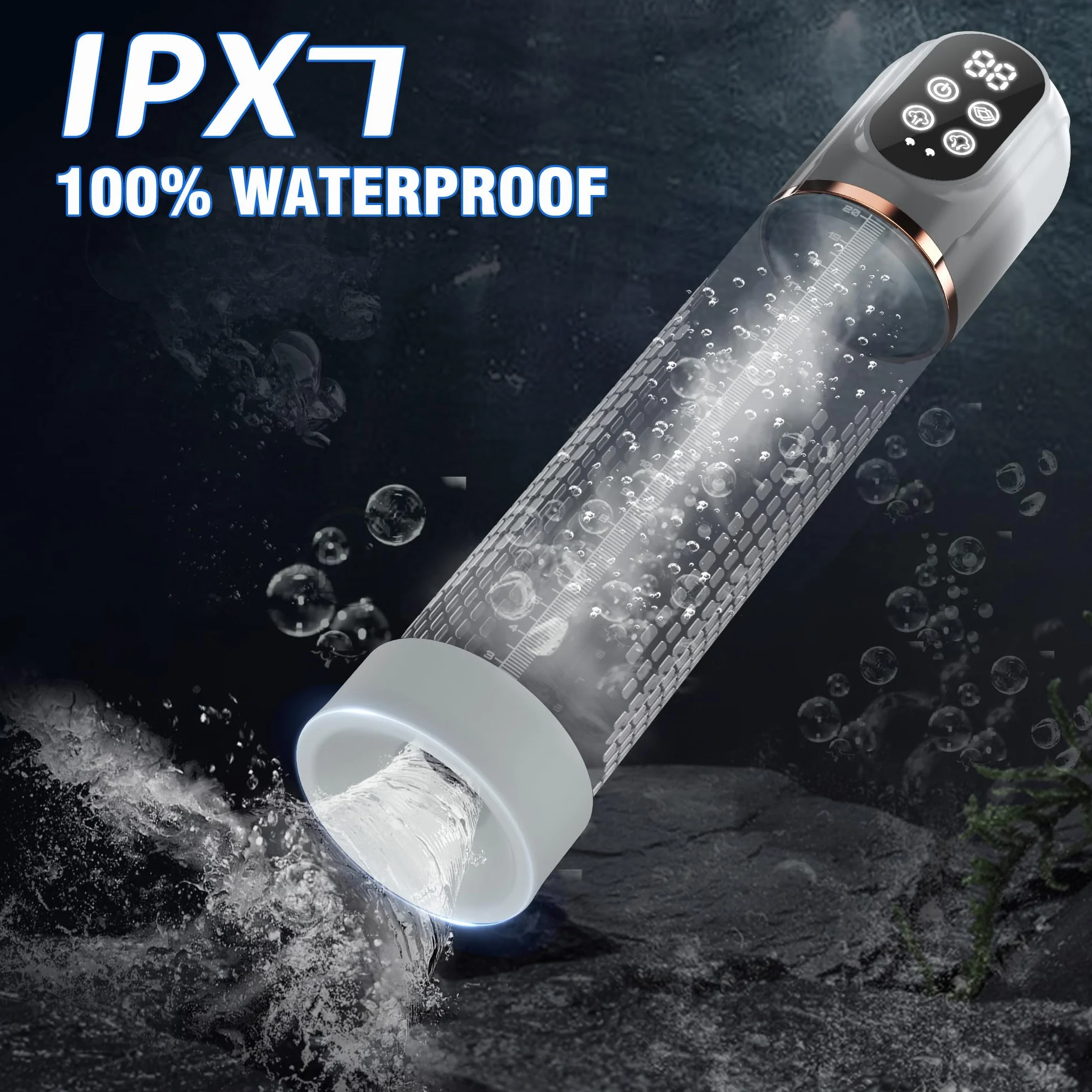 HIVEFUN Agrandador de Miembro,Succionador de Pene Hombre con 4 Modos de Succión y Modo de Entrenamiento Automático, Alargador de Pene IPX7 Bomba de Vacio Erector Pene Juguete Sexual Hombre Penis Pump