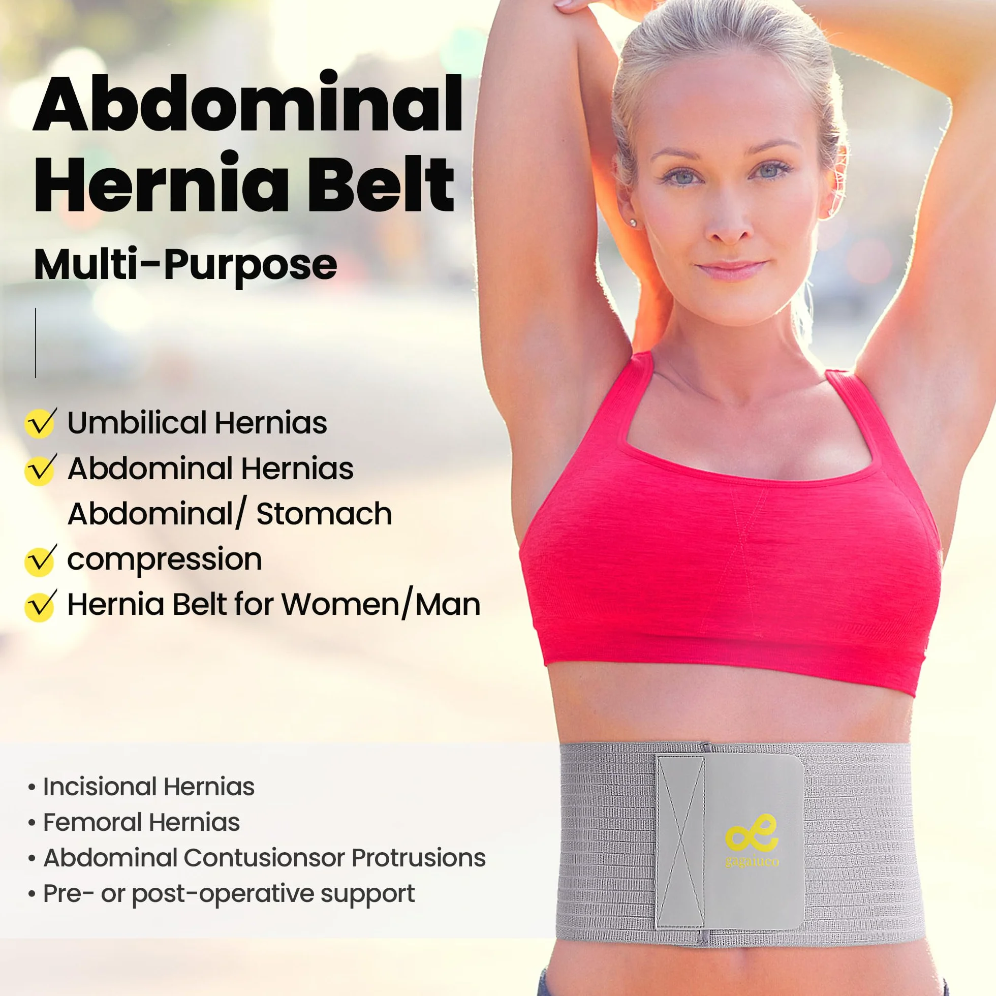 Banda de hernia umbilical. Faja hernia umbilical hombre y mujer. Cinturón para hernia umbilical. Faja abdominal con soporte para el ombligo- Faja hernia ombligo, ventral epigástrica e incisional/L