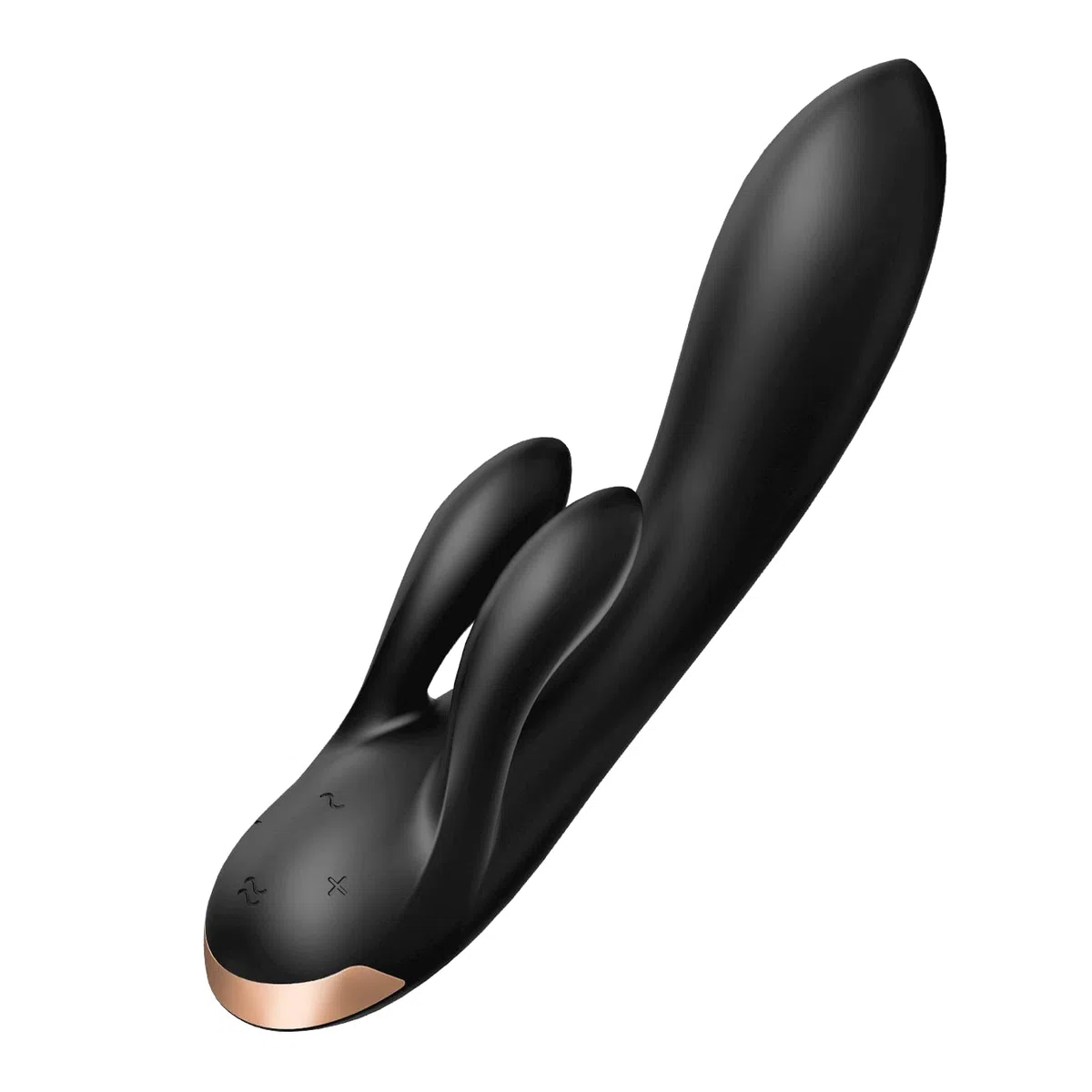 Satisfyer, vibrador, conejito con Bluetooth, Double Flex Connect App, 20 cm, con app, 3 motores, totalmente de silicona completa, recargable, impermeable, color:negro